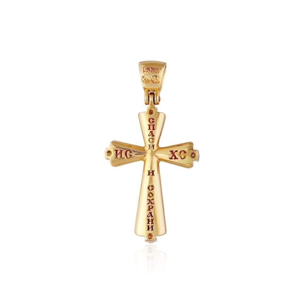 Купить Крест из желтого золота с бриллиантами (21395)