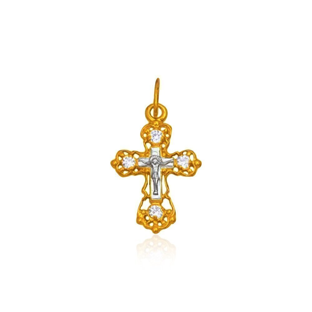 Купить Крест из желтого золота с фианитами (2461)