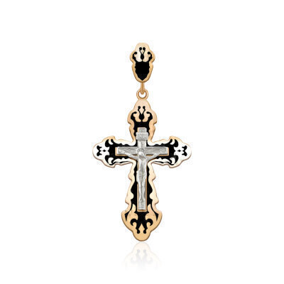 картинка Крест из красного золота с эмалью (2260) 