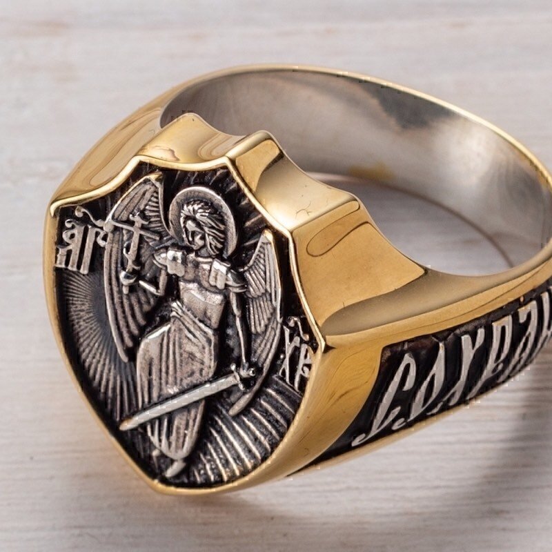 Купить Кольцо из серебра с молитвой "Ангел-Хранитель" (6479)