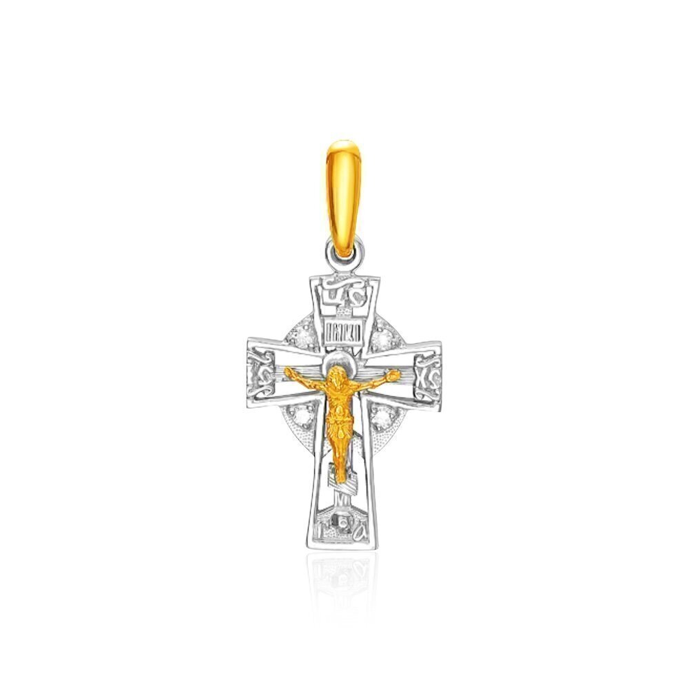 Купить Крест из желтого золота с бриллиантами (20085)
