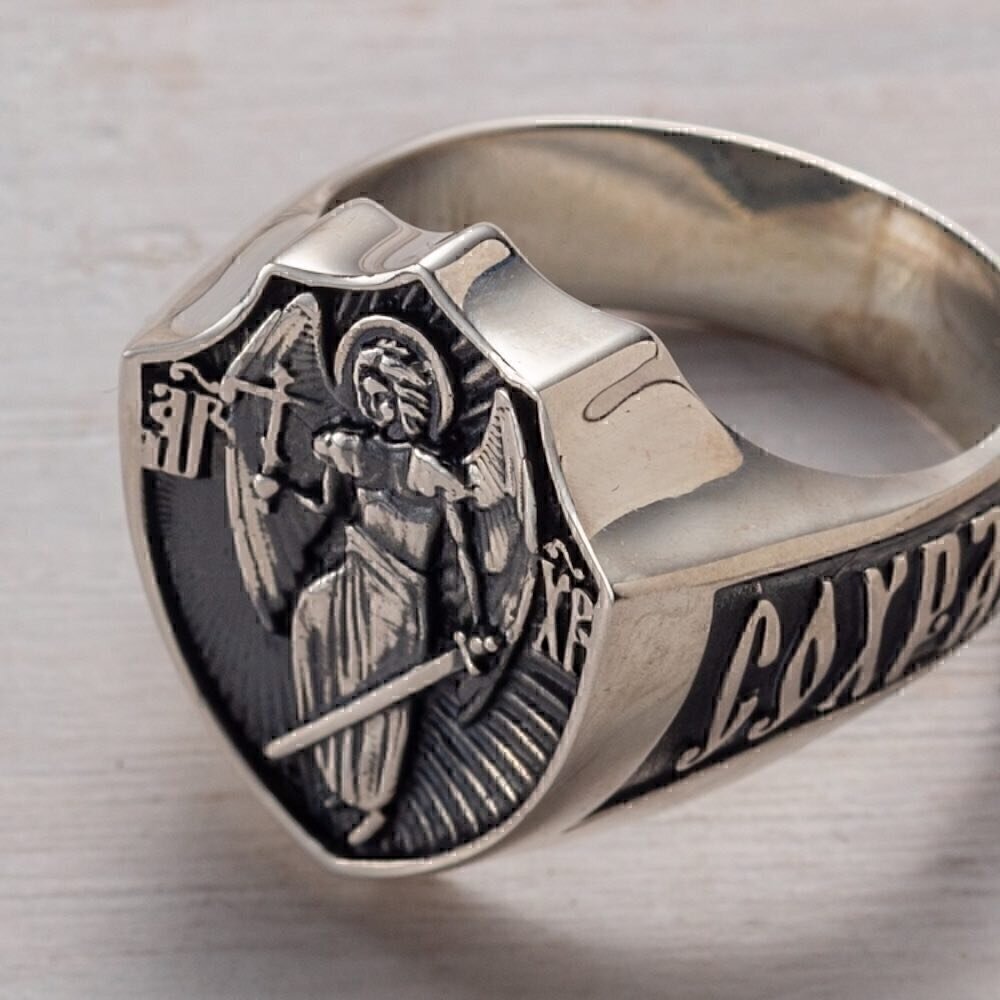 Купить Кольцо из серебра с молитвой "Ангел-Хранитель" (6478)