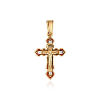 картинка Крест из желтого золота с бриллиантами (21397) 
