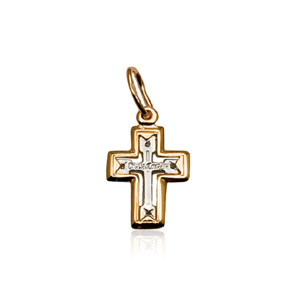 Купить Крест из красного золота "Спаси и Сохрани" с фианитами (2069)