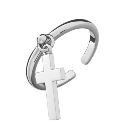 картинка Кольцо из серебра с подвеской "Крест" (32321) 