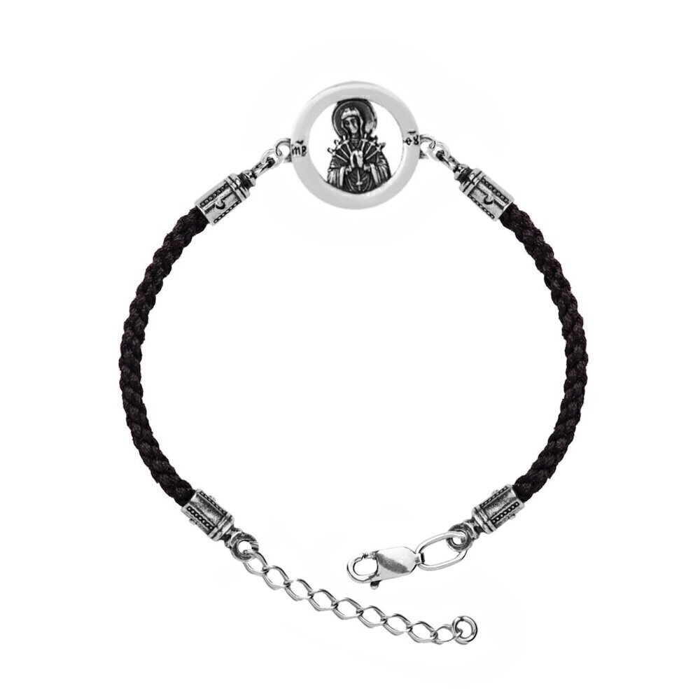 Купить Браслет из шнурка и серебра "Божия Матерь Семистрельная" (12273)