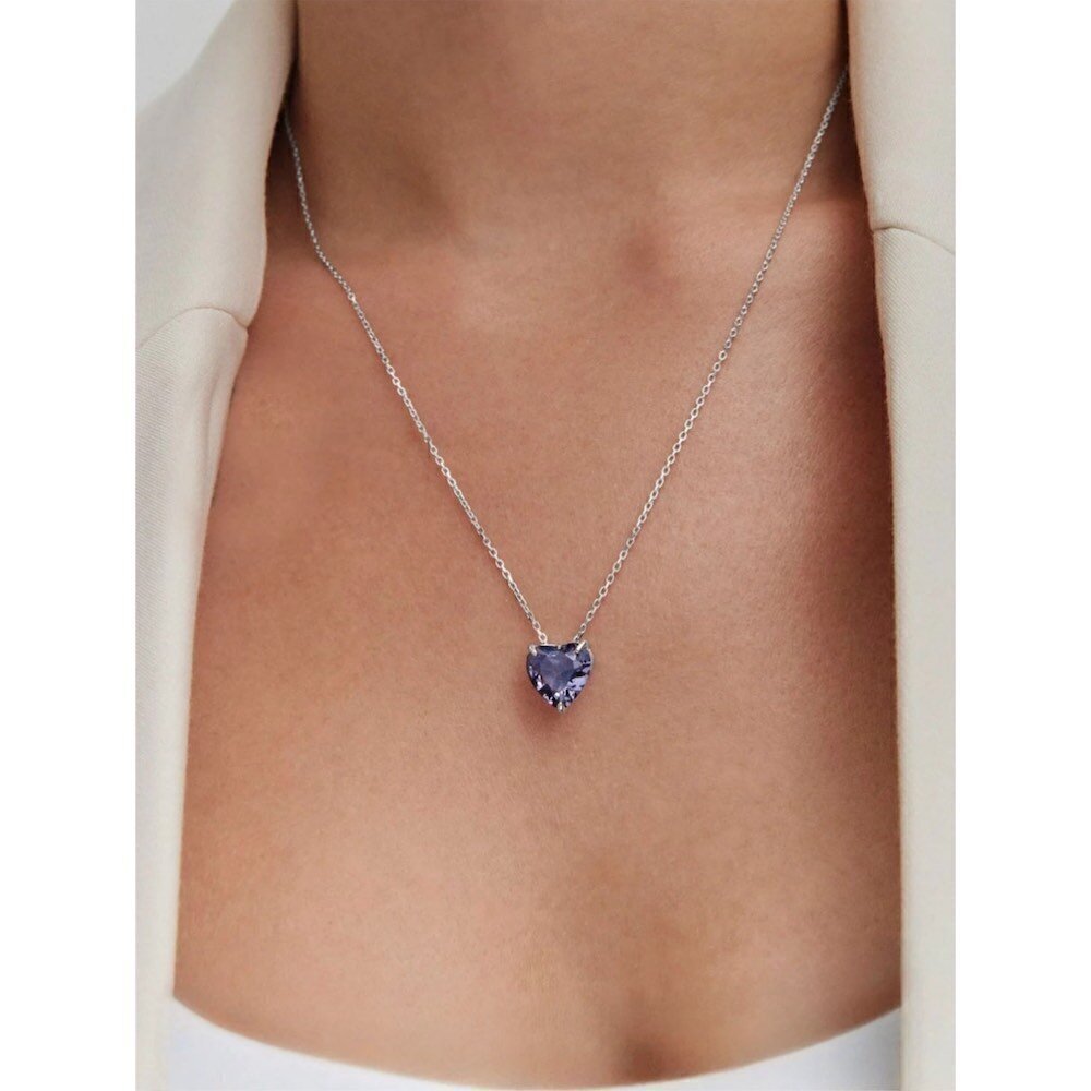 Купить Колье из серебра "Сердце" с кварцем (92475)