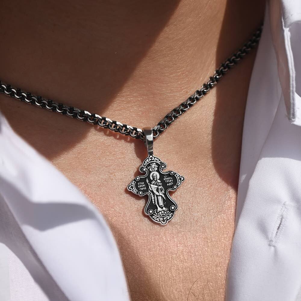 Купить Крест из серебра "Святой Спиридон Тримифунтский" (42733)