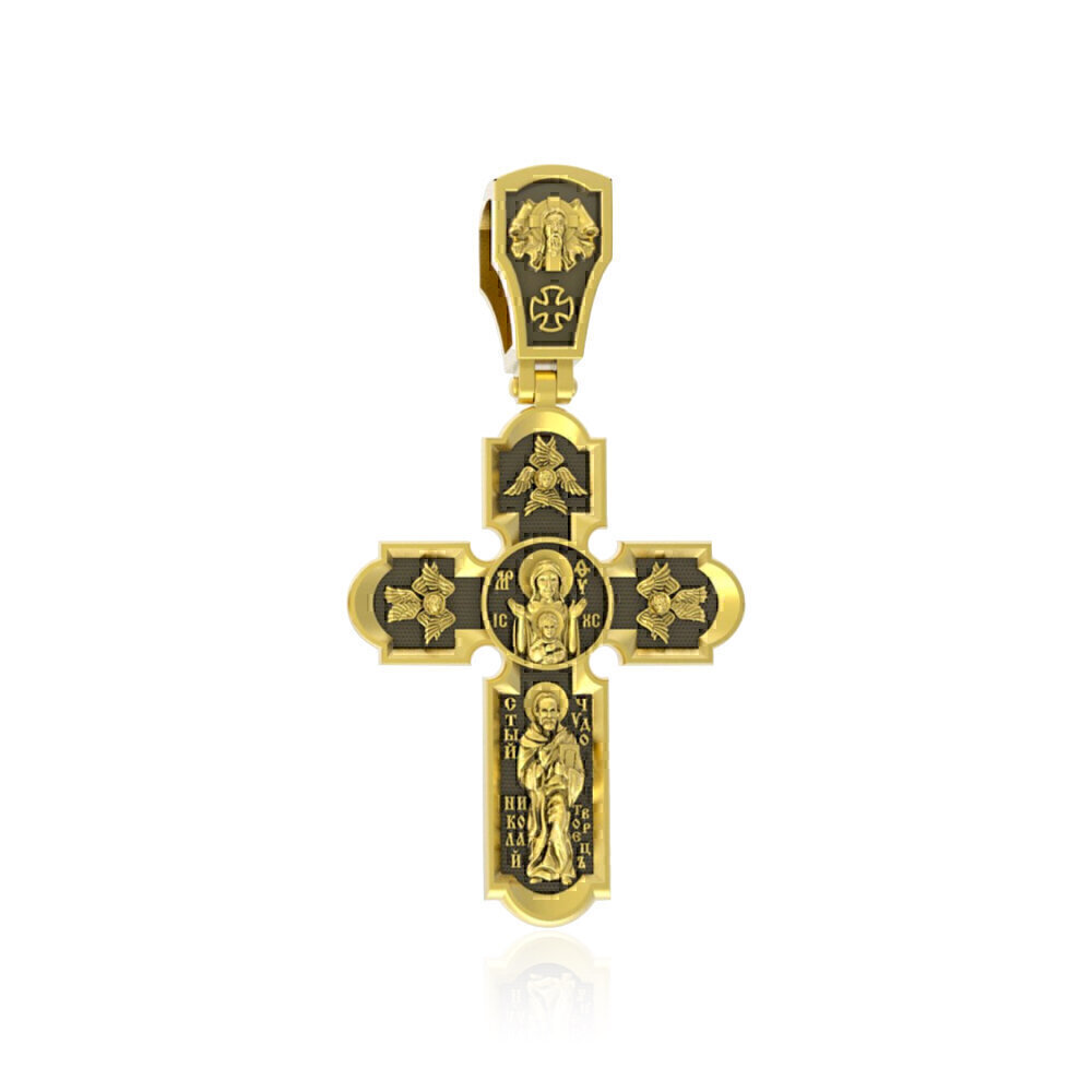 Купить Крест из желтого золота "Святой Николай Чудотворец" (2151)