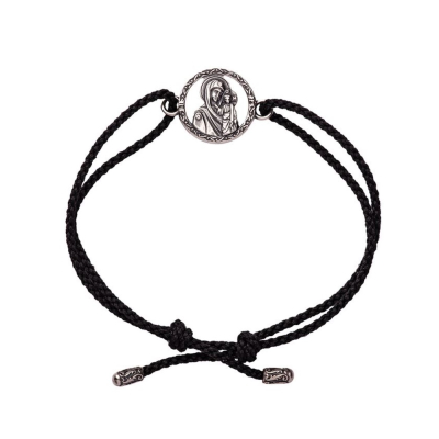 картинка Браслет из шнурка и серебра "Божия Матерь Казанская" (12265) 