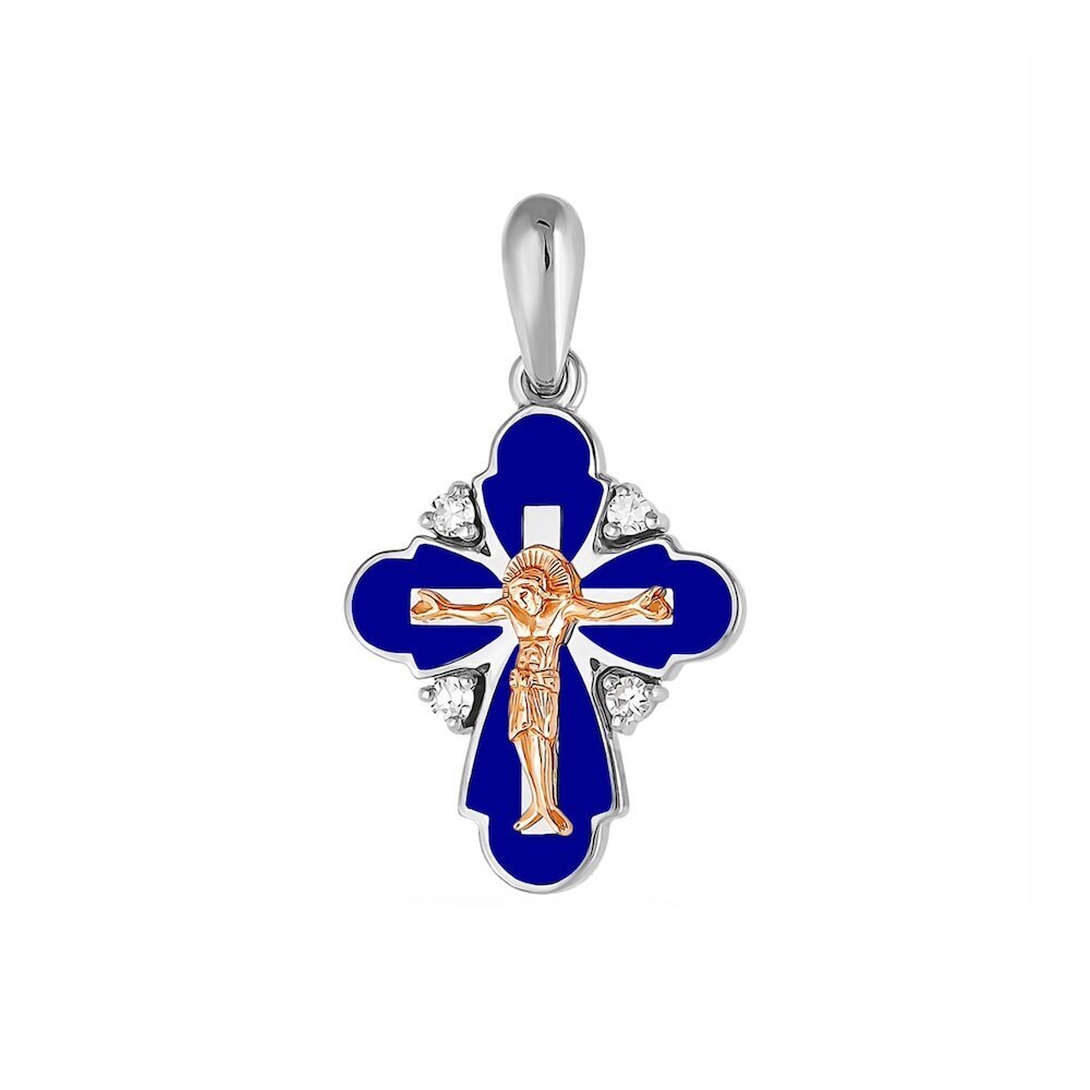 Купить Крест из серебра "Спаси и Сохрани" с бриллиантами (42532)