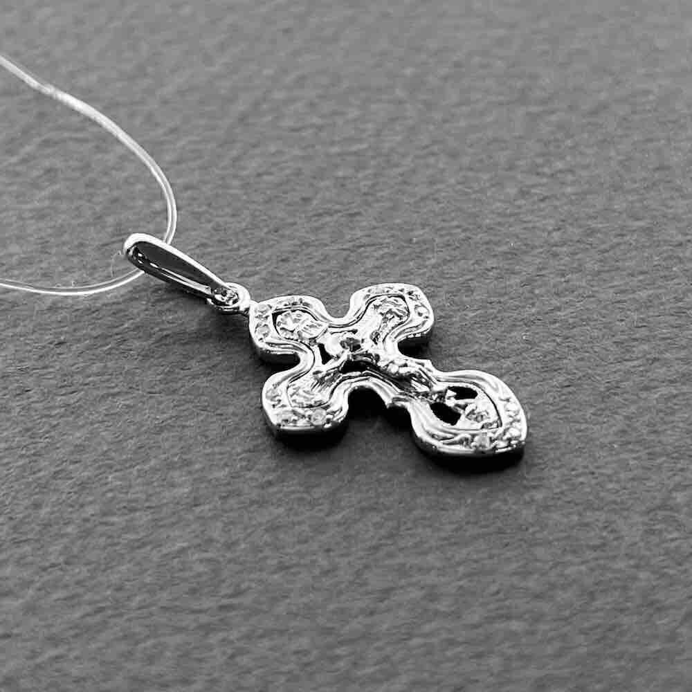 Купить Крест из белого золота "Спаси и Сохрани" с бриллиантами (41537)