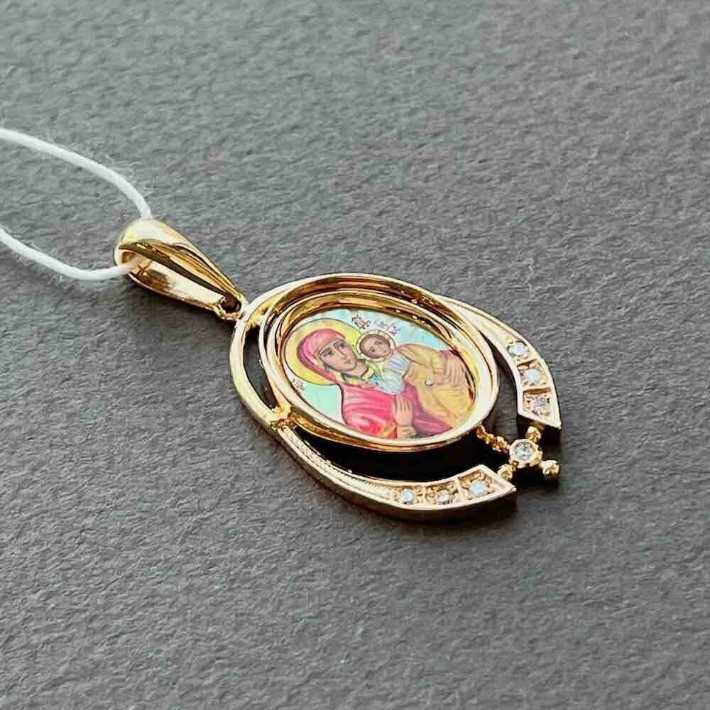 Купить Образ из красного золота "Божия Матерь Скоропослушница" с бриллиантами (51111)