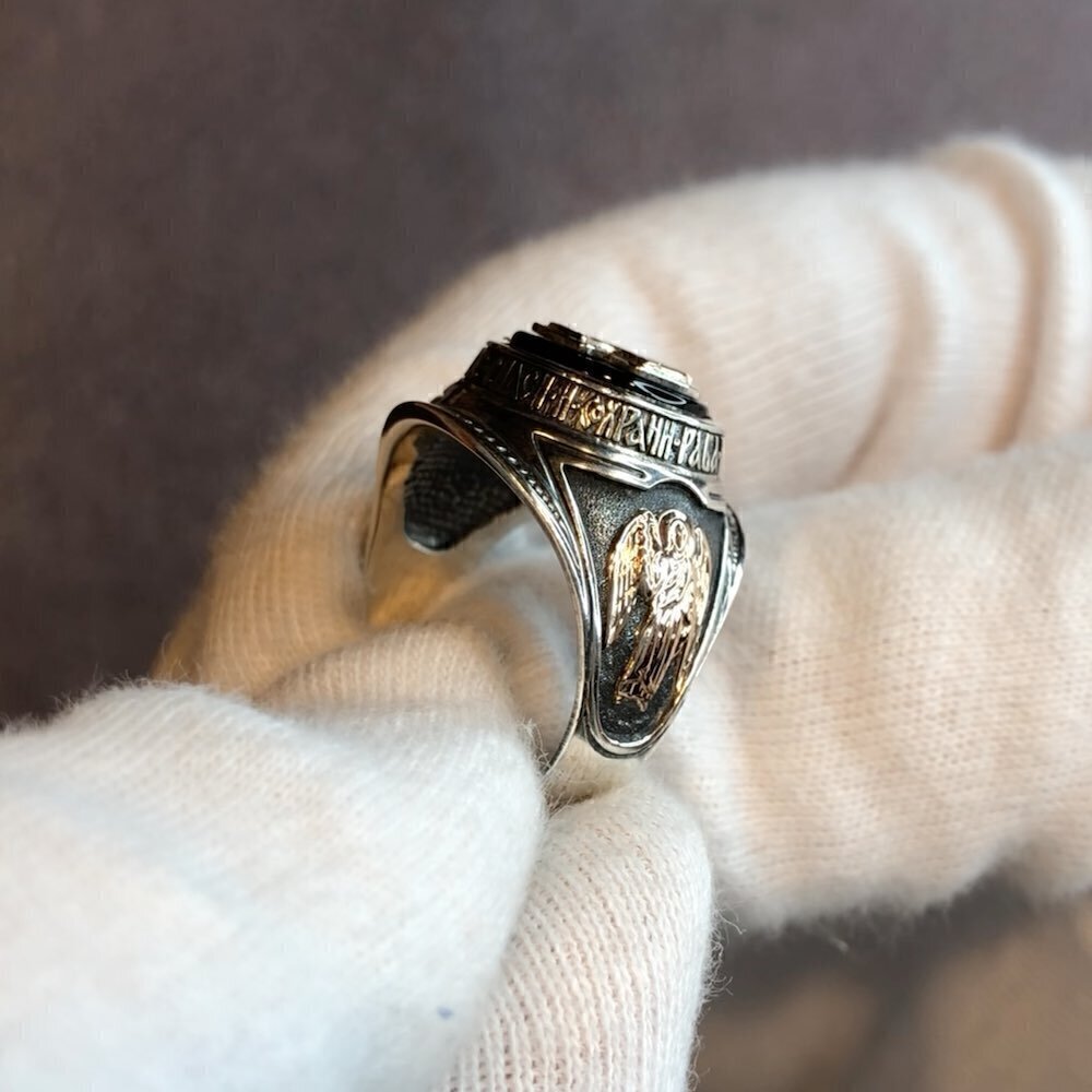 Купить Кольцо из серебра "Ангел Хранитель" с ониксом (32201)