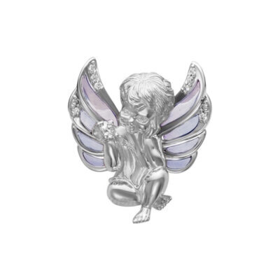 картинка Подвеска из белого золота "Ангелочек" с бриллиантами (51068) 