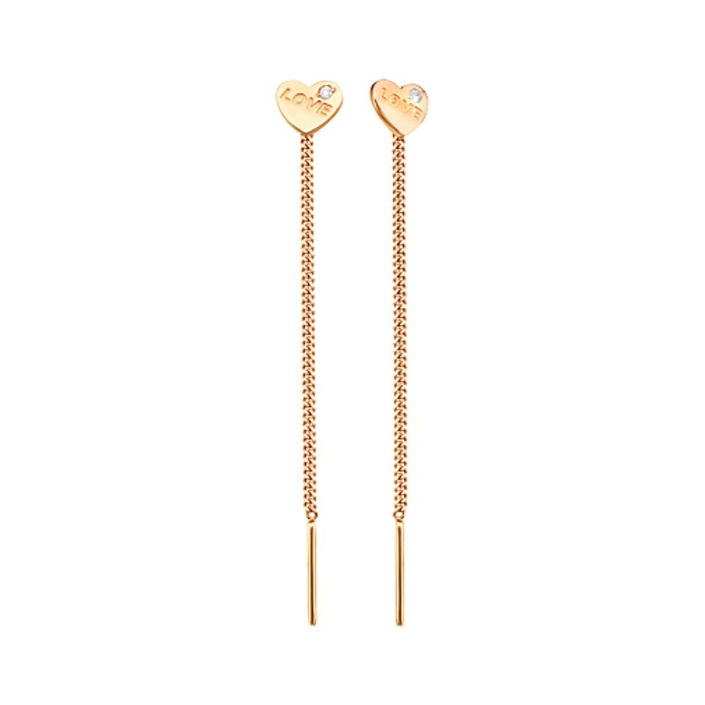 Купить Пусеты из красного золота "Сердце" с бриллиантами (71009)