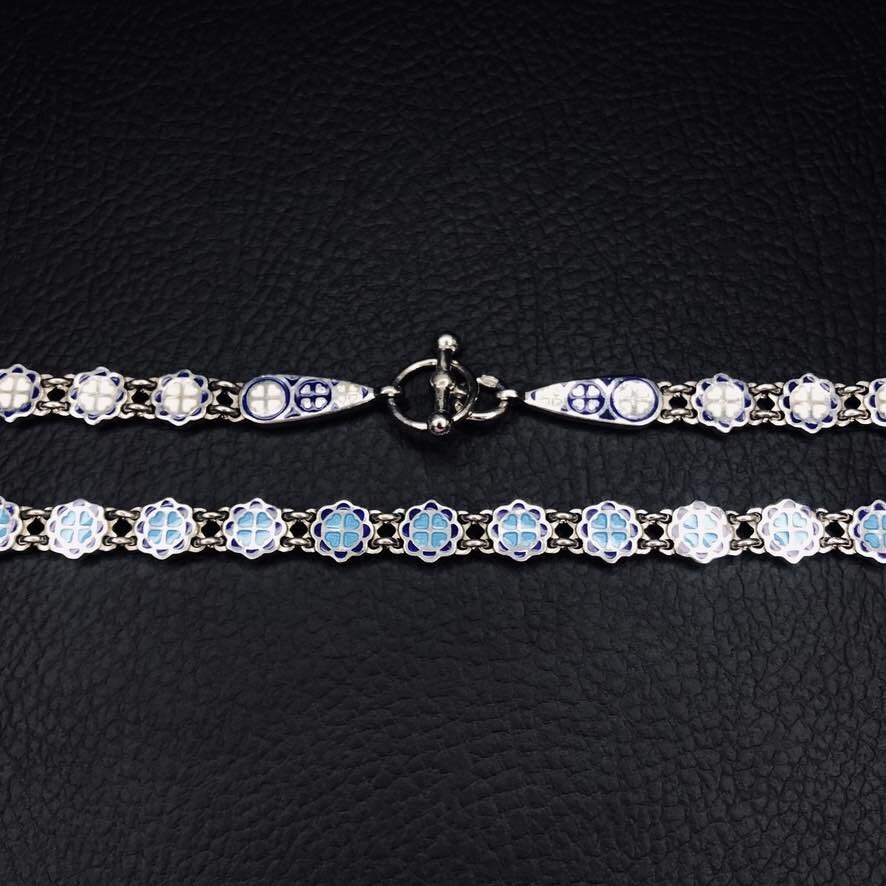 Купить Цепь из серебра с эмалью (92078)