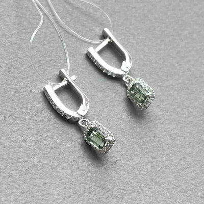 картинка Серьги из белого золота с турмалином и бриллиантами (71021) 