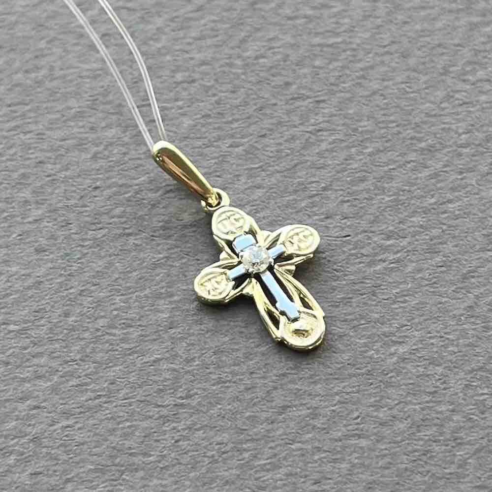 Купить Крест из желтого золота с бриллиантом (41531)