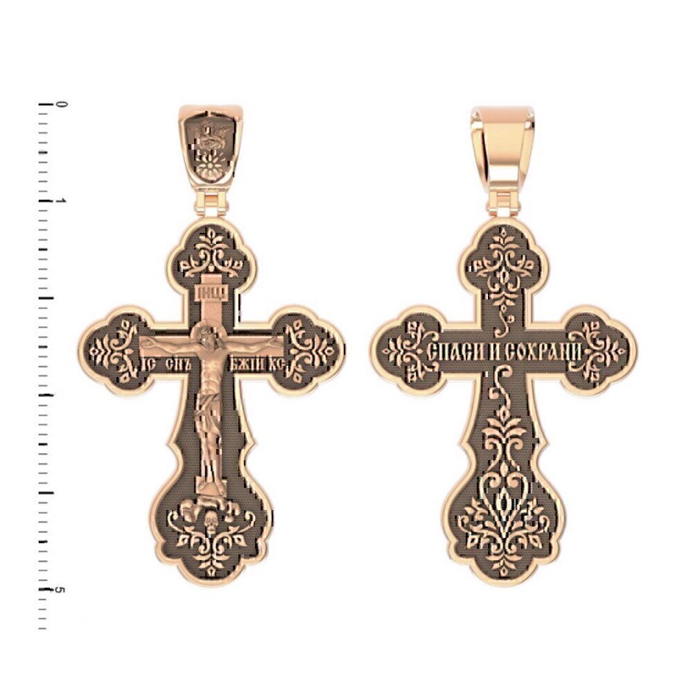 Купить Крест из красного золота "Распятие Христово" (2215)