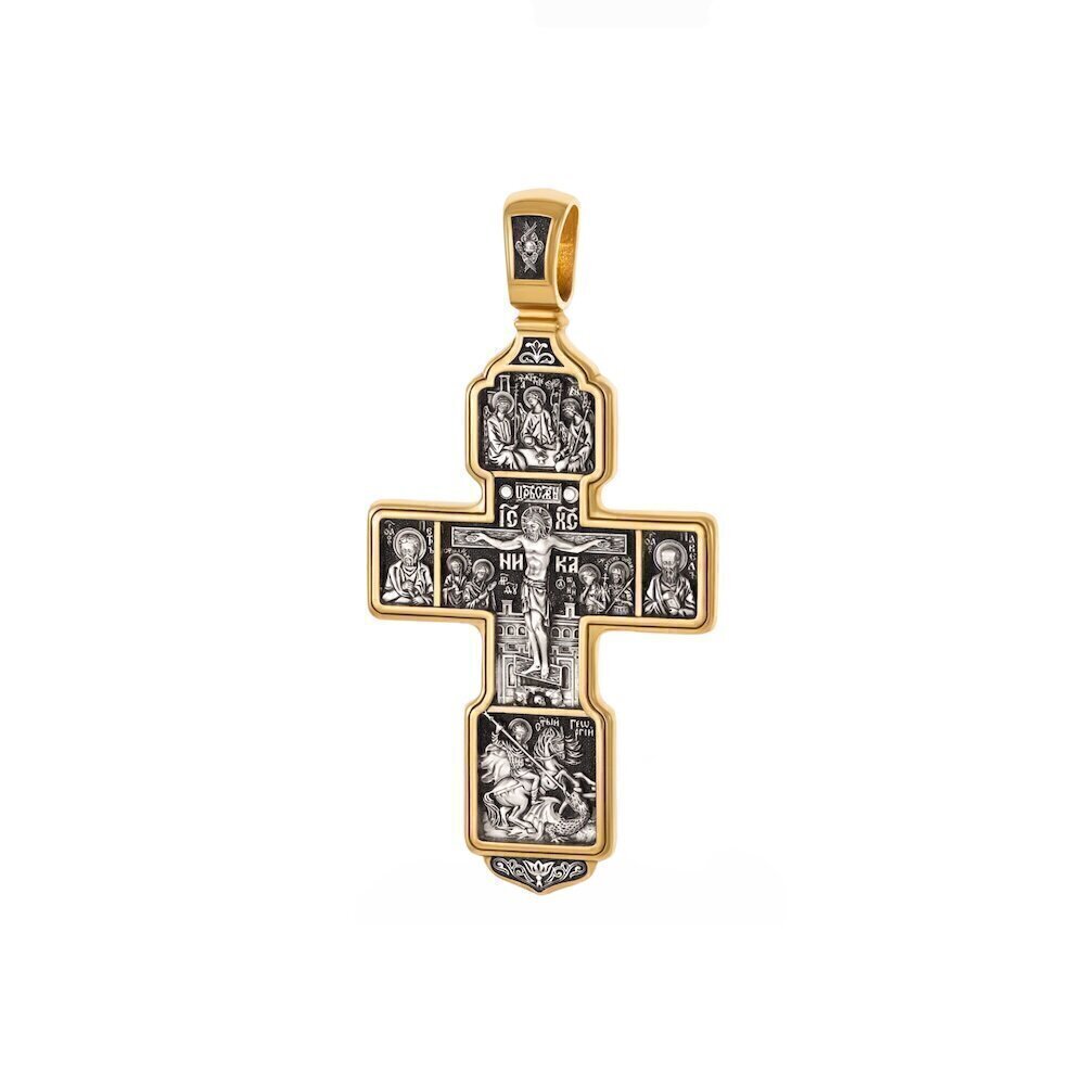 Купить Крест из серебра "Святые покровители" (42865)