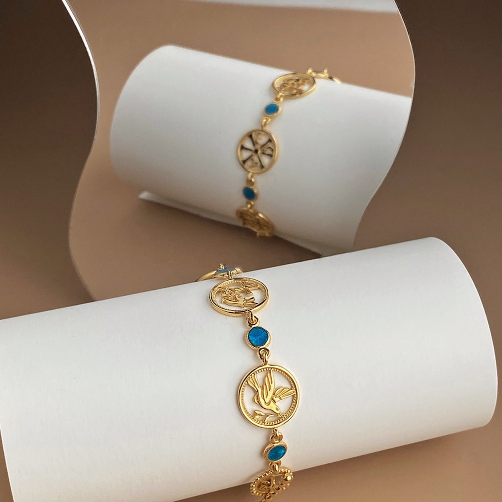 Купить Браслет из серебра "Многочастный" с эмалью (12378)