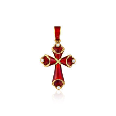 картинка Крест из желтого золота с бриллиантами (21399) 