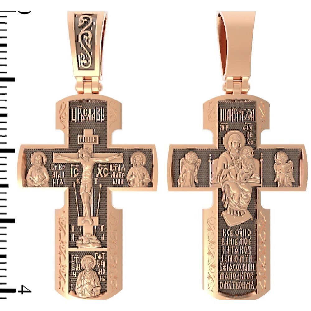 Купить Крест из красного золота "Божия Матерь Всецарица" (2244)