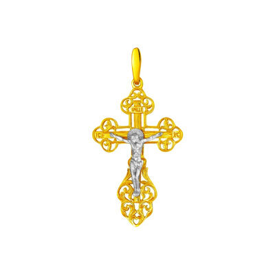 картинка Крест из желтого золота "Спаси и Сохрани" (41008) 