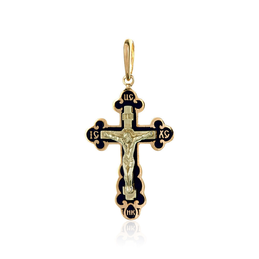 Купить Крест из красного золота с эмалью (21246)