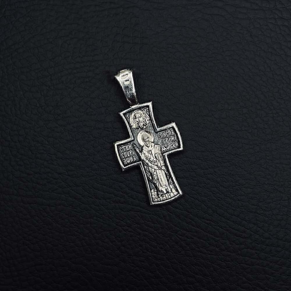 Купить Крест из серебра "Святой Спиридон Тримифунтский" (28421)