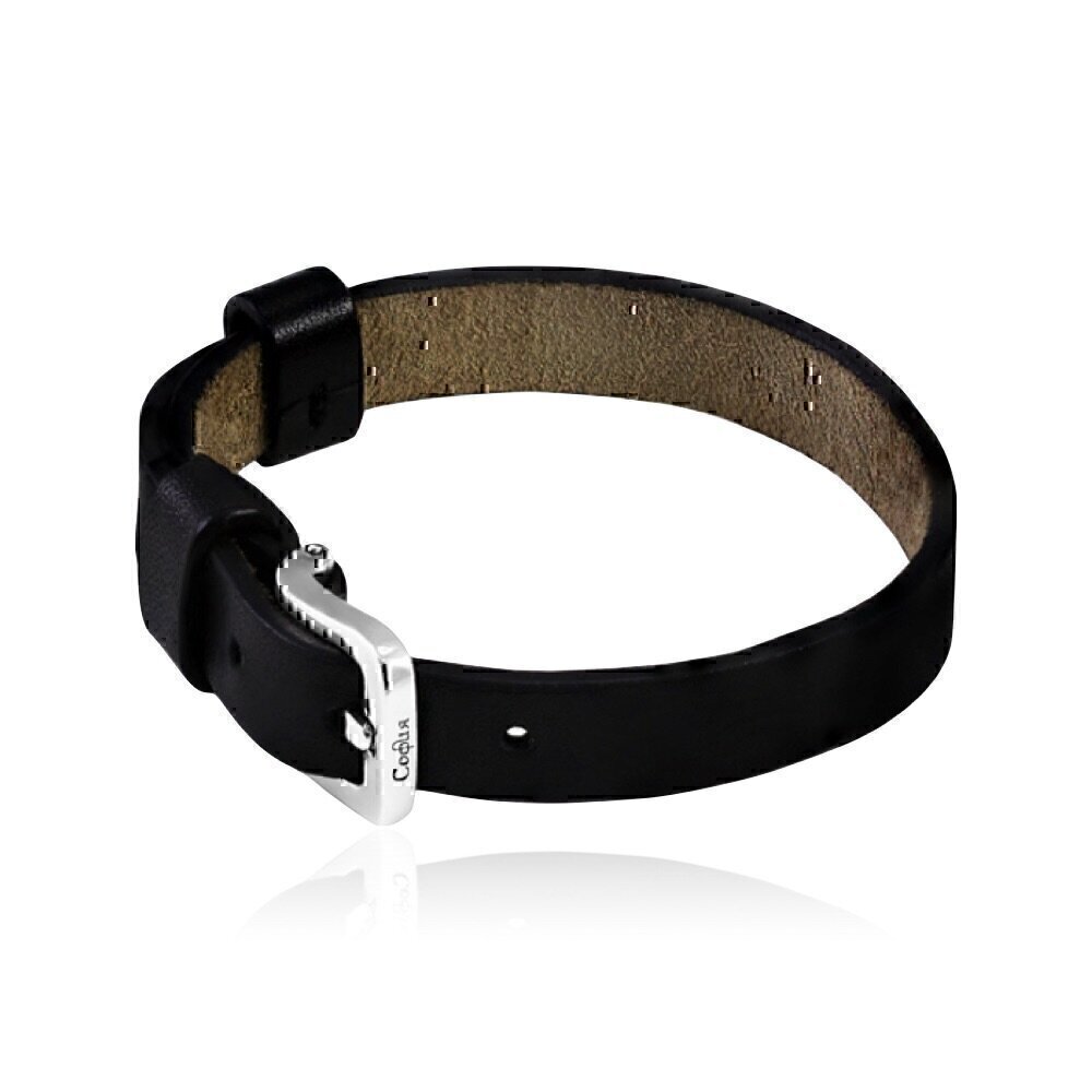 Купить Браслет из кожи и серебра с шармом "Хризма" (53640)