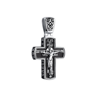 картинка Крест из дерева граб и серебра "Спаси и Сохрани" (42670) 