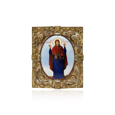 картинка Икона "Божия Матерь Нерушимая стена" эмаль финифть (20597) 