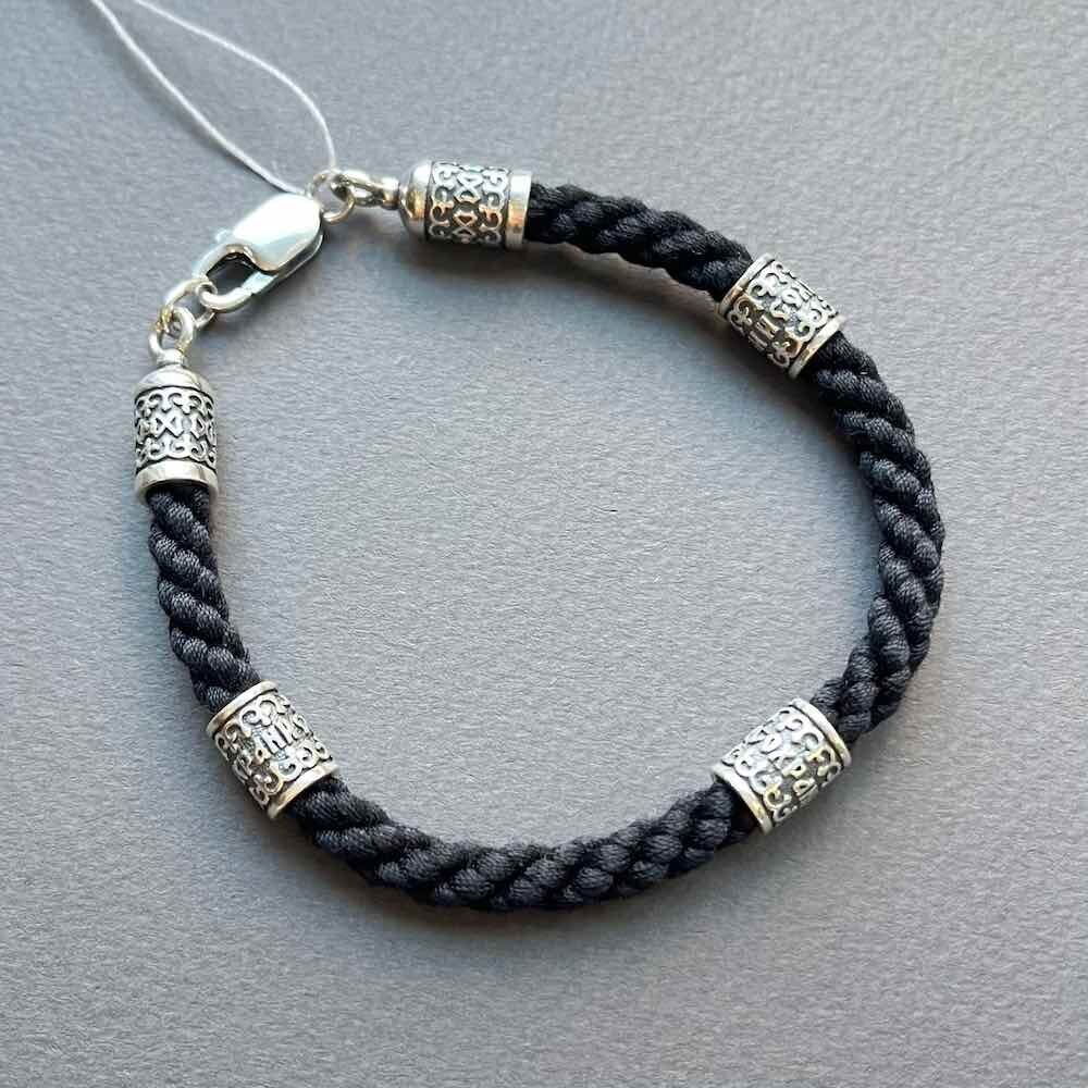 Купить Браслет из шнурка и серебра "Спаси и Сохрани" (12257)