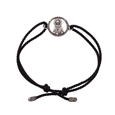 картинка Браслет из шнурка и серебра "Святая Матрона Московская" (12442) 
