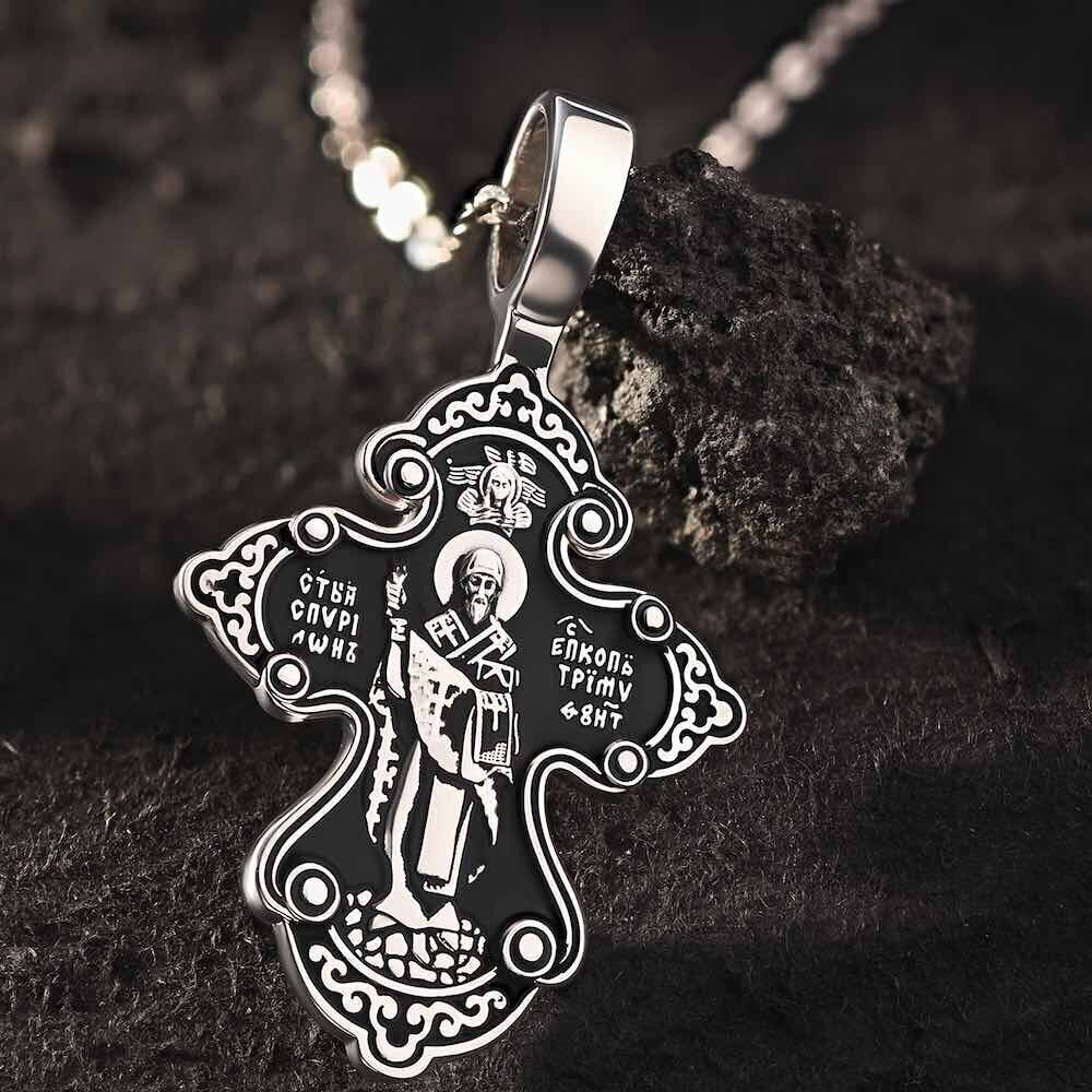 Купить Крест из серебра "Святой Спиридон Тримифунтский" (42733)