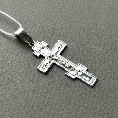 картинка Крест из белого золота "Спаси и Сохрани" (41442) 