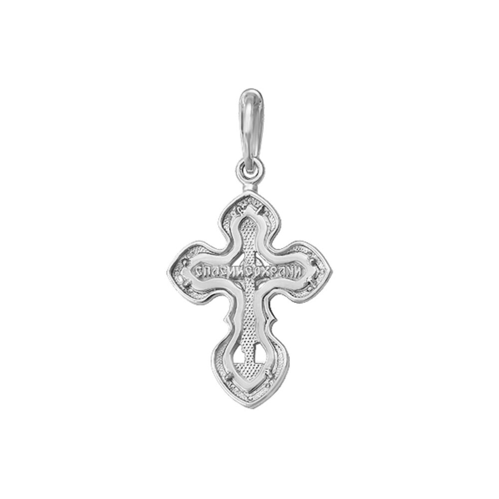 Купить Крест из белого золота "Спаси и Сохрани" с бриллиантами (41537)