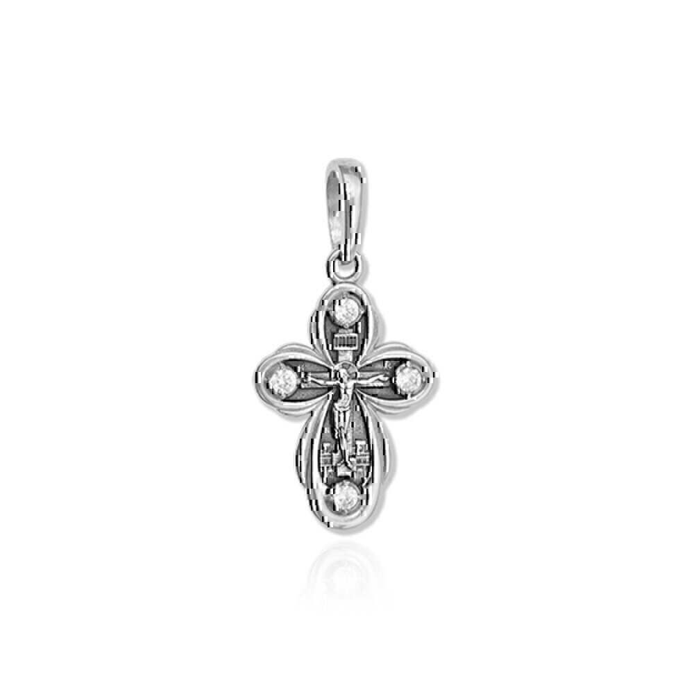 Купить Крест из серебра с фианитами (27093)