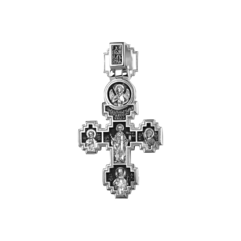 Купить Крест из серебра "Святые покровители" (42942)