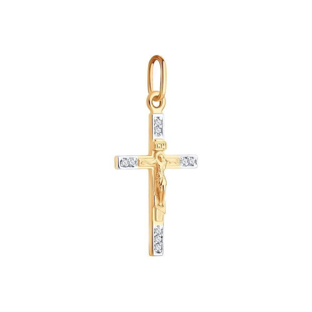 Купить Крест из красного золота "Спаси и Сохрани" с фианитами (41572)