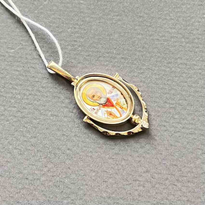 картинка Образ из красного золота "Святой Николай Чудотворец" с бриллиантом (51049) 