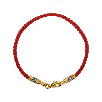 картинка Браслет из шнурка и серебра "Помилуй Мя Грешного" (12384) 