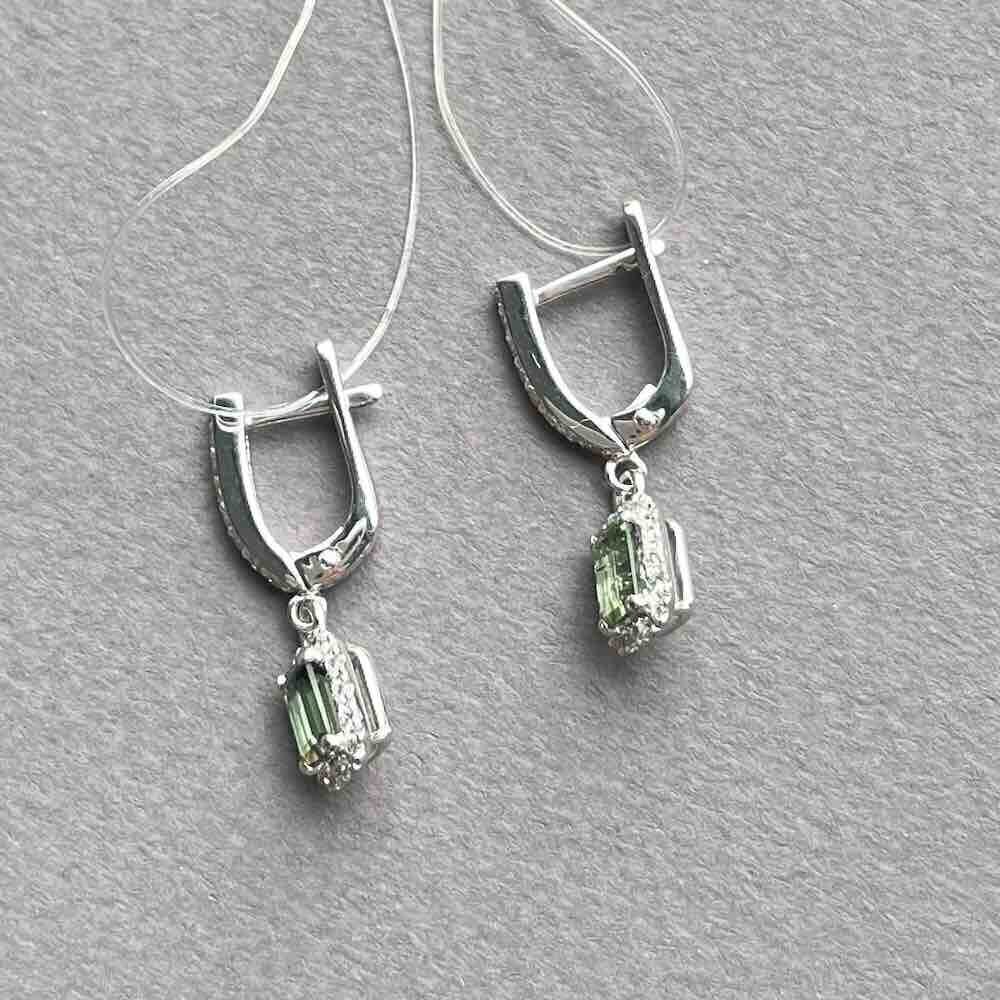 Купить Серьги из белого золота с турмалином и бриллиантами (71021)