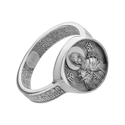 картинка Кольцо из серебра "Божия Матерь Умягчение злых сердец" (32369) 