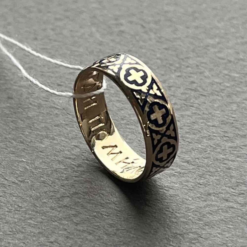 Купить Кольцо из красного золота "Господи, помилуй" с эмалью (31032)