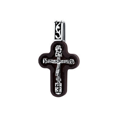 картинка Крест из дерева граб и серебра "Спаси и Сохрани" (42668) 