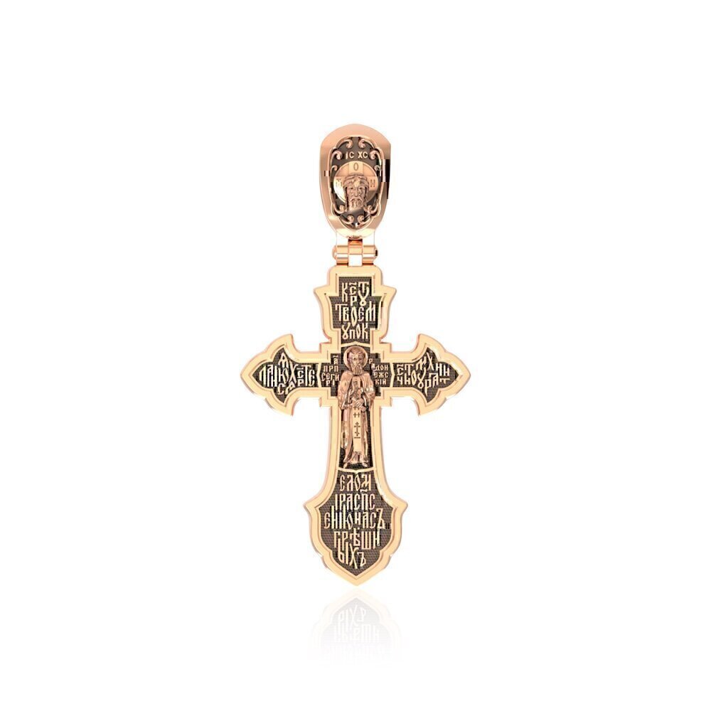 Купить Крест из красного золота "Святой Сергий Радонежский" (2246)