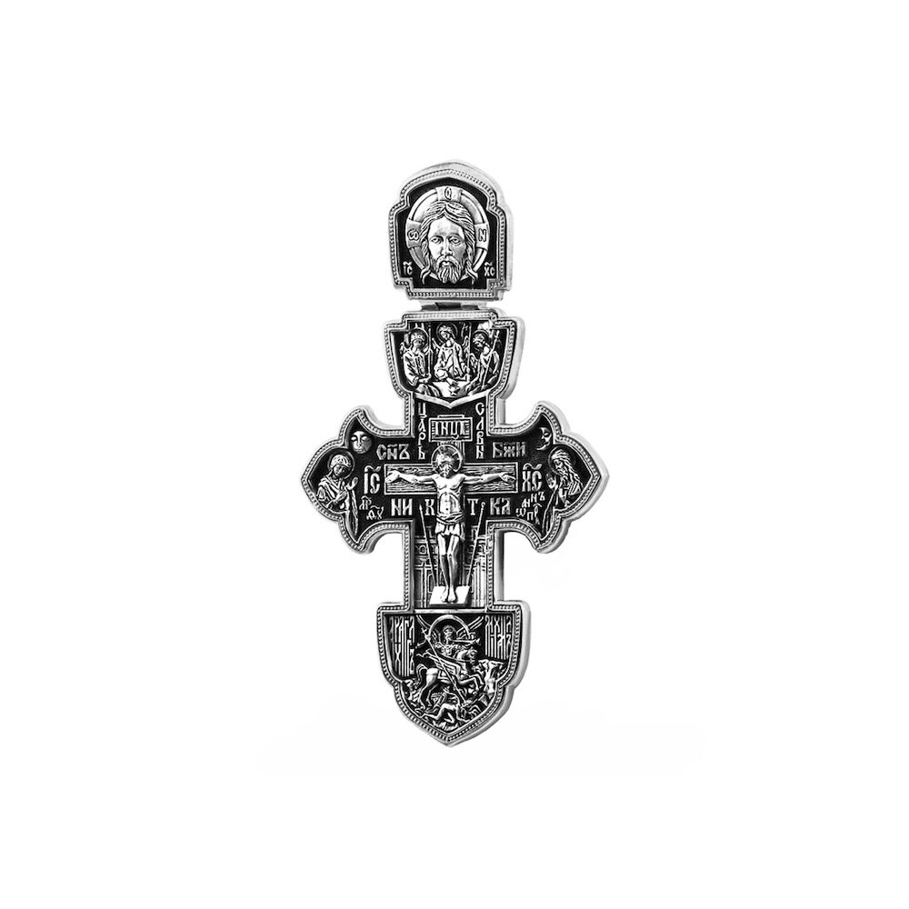 Купить Крест из серебра "Святые покровители" (42905)